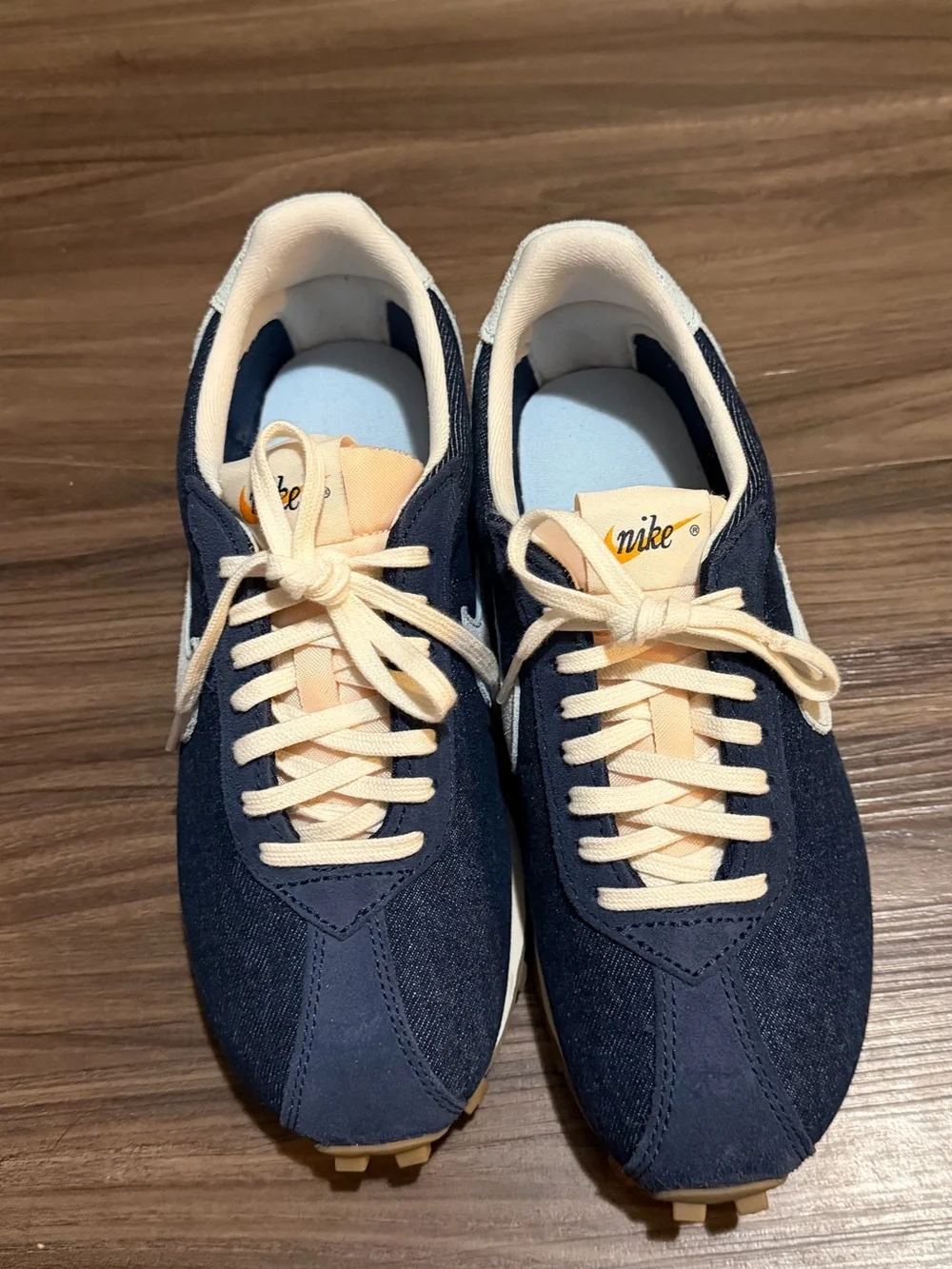 Nike Women’s Navy Denim Suede Sneakers with Cream Laces